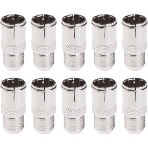 10 Pcs Quick Fit F Connector Male Plug To Female Adapter - Push On RF Coaxial Drop Ship