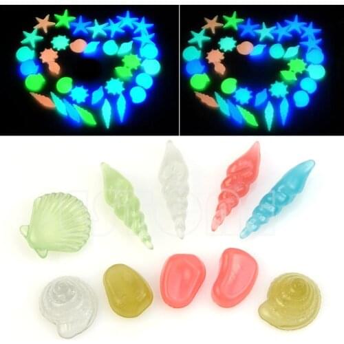 10PCS Glow in the Dark Luminous Stone Conch Sea Shells Aquarium Fish Tank Decor