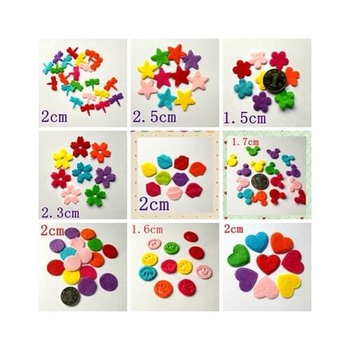 100 pcs 2 cm Newly Mixed color non-woven flowers Various shapes Appliques for DIY Sewing Scrapbooking craft accessories TH001