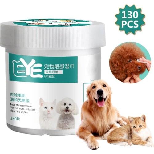130pcs Pet Dog Cleaning Pad Tissue Paper Pet Eye Wipes Cat And Dog Tears Eye Wipes Stain Remover Ear Cleansing Paper Drop Ship