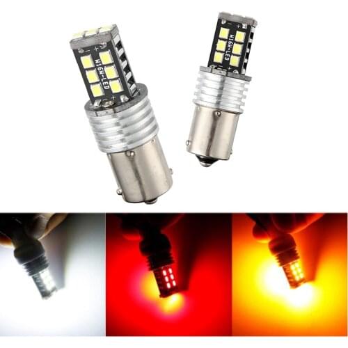 2Pcs Car Bulbs High Power Super Bright 1156 P21W BA15S 2835 15SMD LED Backup Reverse Tail Brake Lights Parking LED Bulbs DC 12V