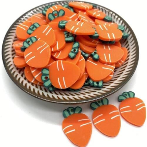 20Pcs/lot 20mm Carrot Beads Flakes Clay Beads Polymer Spacer Beads For Jewelry Making DIY Bracelet Hairpin #A89-10
