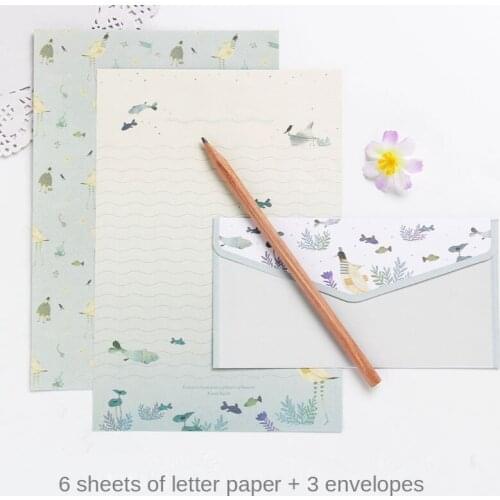 6 Sheets Letter Paper + 3 Envelopes Paper Envelope A5 Letter Paper Letterhead Set Diy Postcard Greeting Card Business Invitation