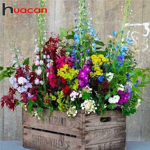 Huacan 5D DIY Diamond Beads Embroidery Cross Stitch Flower Full Square/Round Diamond Painting New Arrivals Mosaic Box Wall Decor