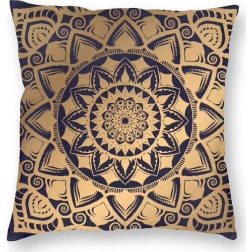 Golden Luxury Mandala Design Cushion Cover 45x45cm Home Decor Printing Meditation Throw Pillow for Living Room Two Side