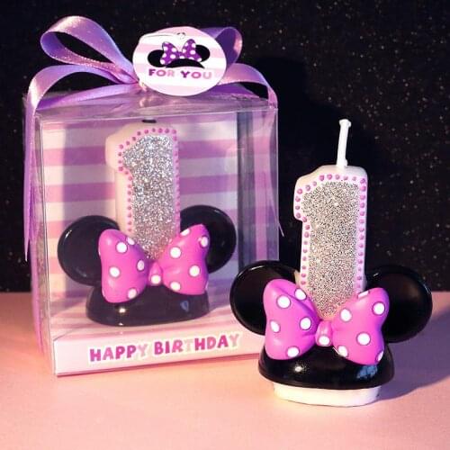 Number 0 - 9 Cartoon Minnie Candles for Children Birthday Party Cake Topper Decorations Safe Smokeless 1pcs/lot LL46