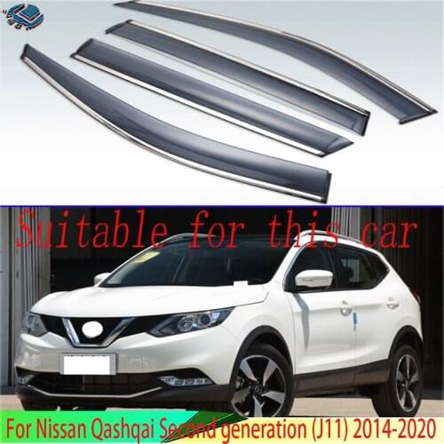 For Nissan Qashqai Second generation (J11) 2014-2019 Plastic Exterior Visor Vent Shades Window Sun Rain Guard Deflector 4pcs