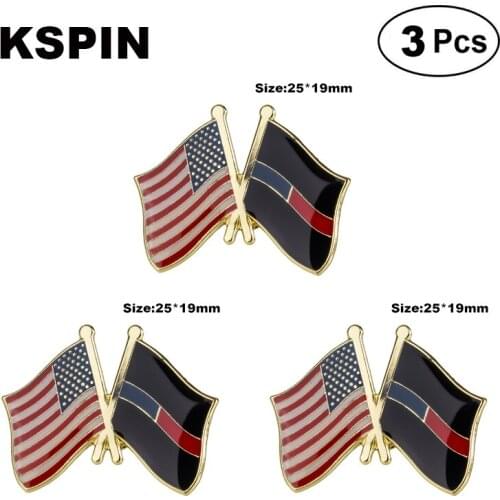 U.S.A & Thin Blue Red Line 2 Frendship Lapel Pin Brooches Pins Flag badge Brooch Badges