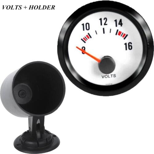 EE support 2" 52mm Voltage Meter Black Shell White Dial Blue Led Car Automobile Clock Voltmeter Voltage Gauge + Pod Holder