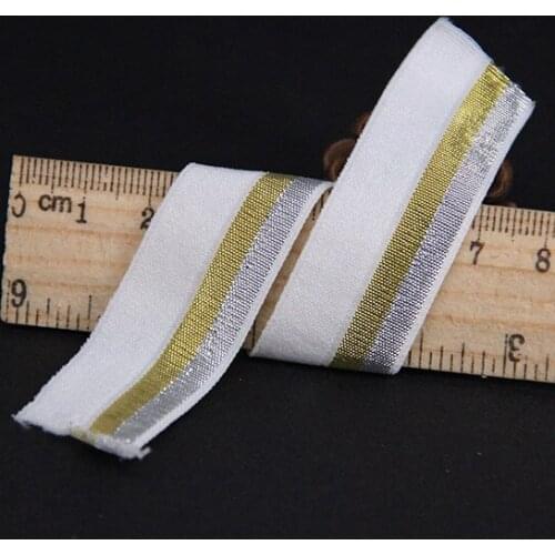 20mm Elastic Stretch Ribbon White Silver Gold Tape Trim Band Webbing Applique Sewing Supplies cinta for Costume Strap 40yd/T1157