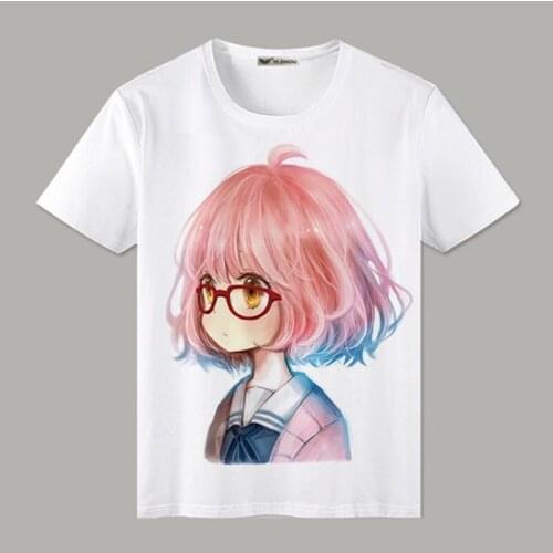Japanese Anime Beyond the Boundary Kuriyama Mirai T-shirt Cosplay T shirt Men Women Couples Summer Casual Short Sleeve Tee Tops