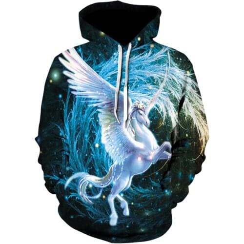 3D Printing white Horse hoodies streetwear mens womens fashion casual trend pullover new Harajuku Creative Oversized Hoodie