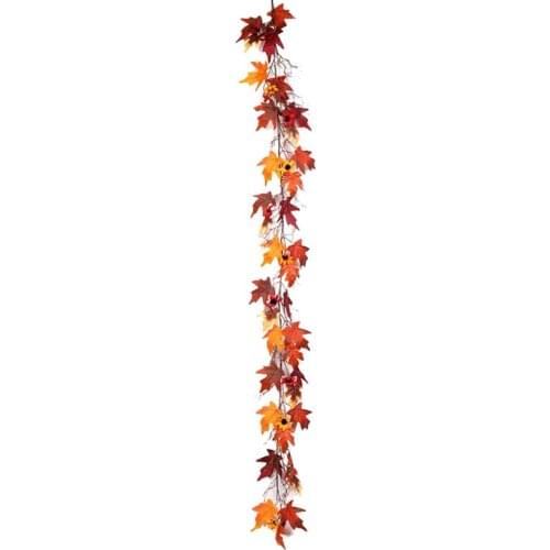 Artificial Maple Leaf Garland Vine Fall Leave Autumn Hanging Vine Plants for Wedding Table Thanksgiving