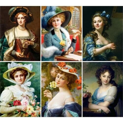5D Diy Diamond Painting Beauty Portrait Retro Oil Canvas Pictures Crystal Embroidery Cross Stitch Mosaic Artist Home Decoration