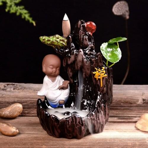 The Monk Burner Ceramic Censer Home Decor Creative Smoke Backflow Incense Cones Burner Incense Holder