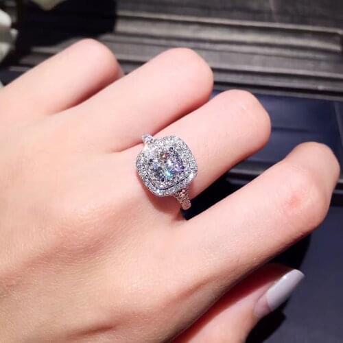 Womens Fashion White Gold Color Ring Shine Luxury White Zircon Jewelry Wedding Engagement Party Ring Anniversary Birthday Gift