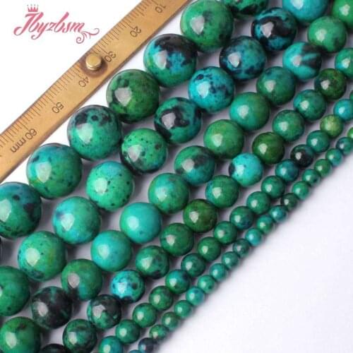 4,6,8,10,12mm Round Beads Ball DYE Multicolor Chrysocolla Stone Bead For DIY Women Necklace Bracelat Earring Jewelry Making 15"