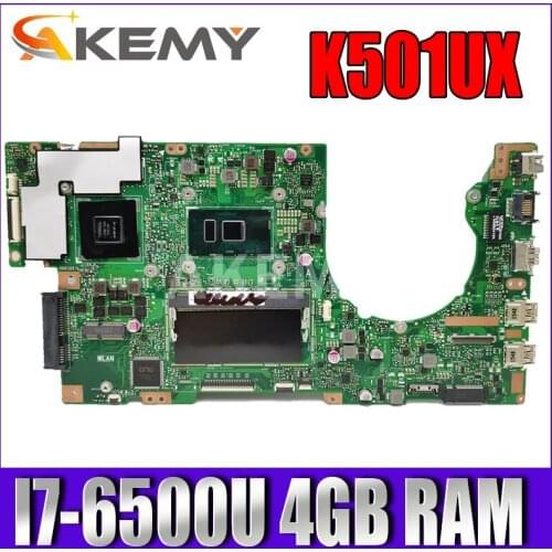 Akemy K501UX Laptop motherboard for ASUS K501UX K501UB mainboard 90MB0A60-R00010 W/ DDR3 4GB I7-6500U GTX950M