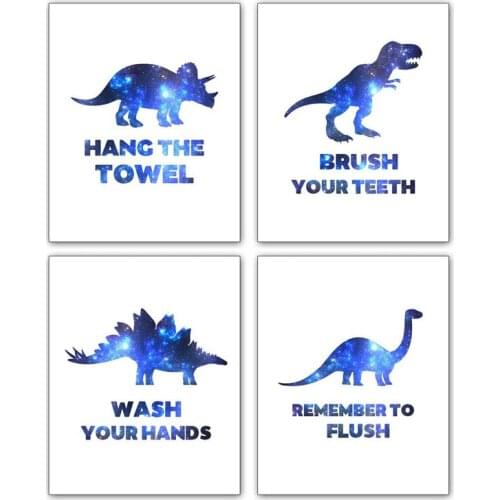 Cartoon Dinosaur Animal Classic Blue Decorative Painting for Childrens Room Modern Canvas Painting Living Room Decoration