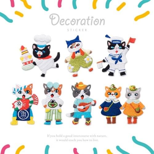 1 Piece Very Cute Cat Embroidery Patch for Baby Kids Clothes Stickers DIY Dress Bag Hat Shoes DIY Accessories Appliques