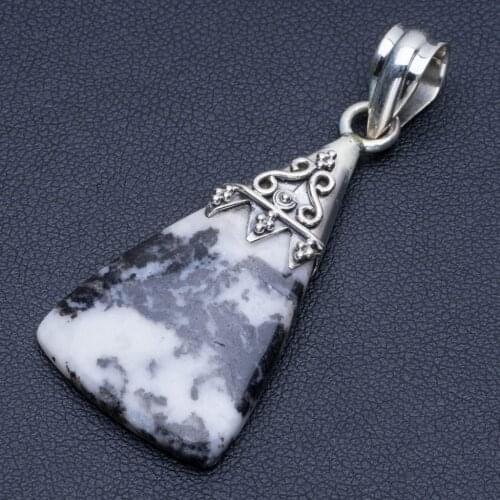 Natural Pinolith Jasper Punk Style 925 Sterling Silver Pendant 2" Q1186