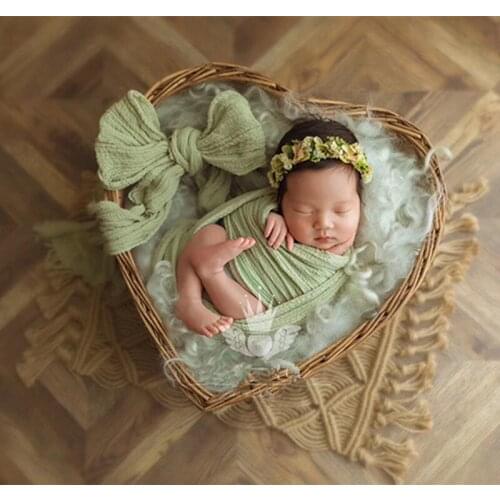 New retro love container heart-shaped box baby hundred days photo props colorful rattan newborn photo props