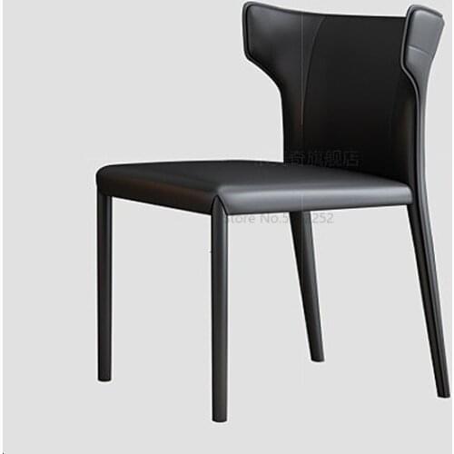 Dining chair simple Italian minimalist leather chair North European small family chair designer Hong Kong Style Restaurant Hotel