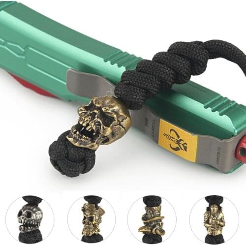 Woven Brass Skull Knife Beads Umbrella Rope Bead Hand-woven Paracord Beads Hang Pendant