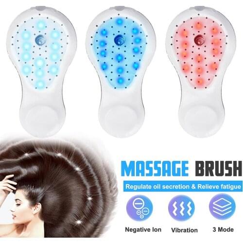 Portable Electric Ionic Hair Brush Hair Scalp Massage Comb Hairbrush Negative Ions Detangling LED Light Vibration Head Massager