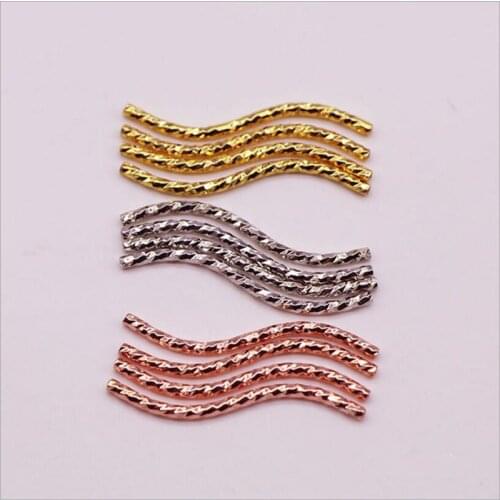 30pcs Rose Gold Straight Bent Tube Metal Spacer Loose Beads For Necklace Bracelet Beads Charms Handmade Jewelry Making Z856