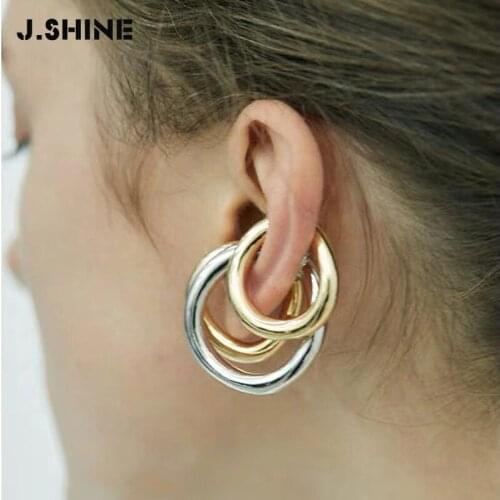 JShine INS Popular Stackable Ear Cuffs Alloy Metal Clip on Earrings for Women Korean Fashion Big Small Ear Clip without Piercing