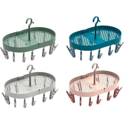 Clothes Rack Folding No Mark Drying Socks Drying Underwear With Clip Drying Storage Artifact Windproof Clothes Rack