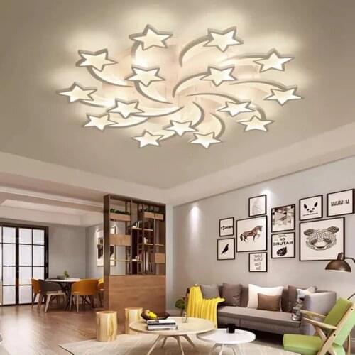 Modern fashion acrylic wrought iron craft lighting chandelier bedroom study hall intelligent remote control ceiling lamp