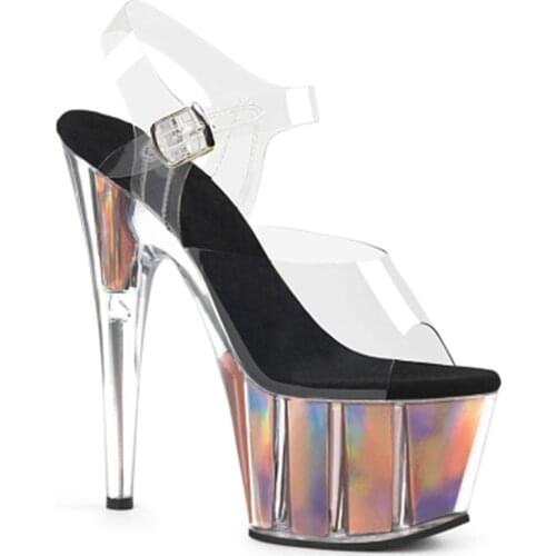 High-heeled dancing shoes for sexy stage shows, stiletto sandals for 15-cm, glass slippers for parties and pole dancing shoes