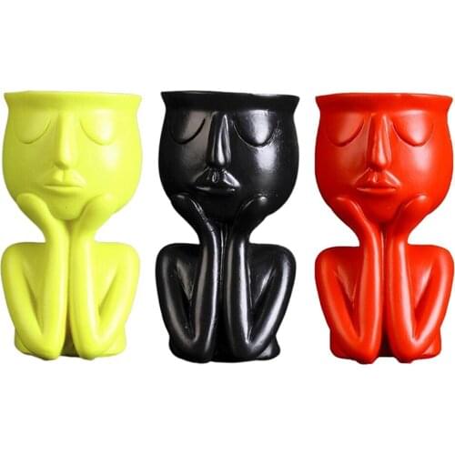 3x Resin Flower Pot Vase, Face Planters Pots, Decorative Head Planter Face Vase for Indoor Outdoor, 3.35x5.91 inch