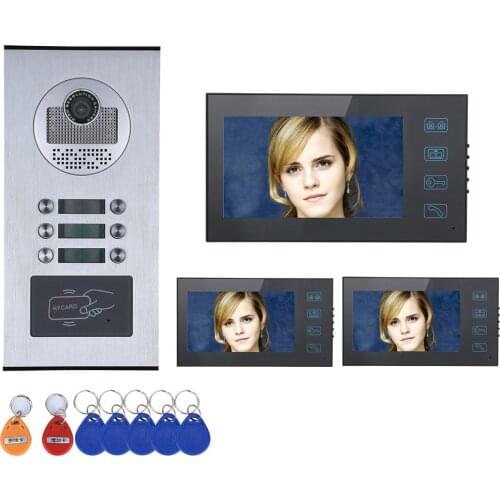 Touch Button 7" 3/4/5/6 Apartment/Family Video Door Phone Intercom System RFID IR-CUT HD 1000TVL Camera with 6 button