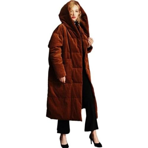 Plus Size XS-5XL Corduroy Thick Down Jacket 2019 New Winter Women Oversize Down Jacket and Coat Big Size Puffer Jacket W59