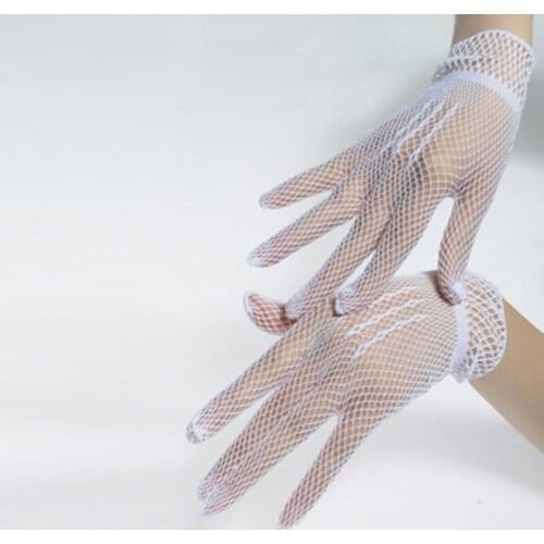 Lady Elastic Mesh Cloth Nylon Party Formal Etiquette Glove Women Nightclub Soft Sexy Short Lace Princess Erotic Dance Gloves L52