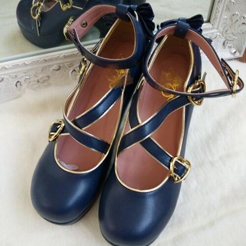 2020 New Design Blue White Red Snow White Lolita Shoes for Women Girls Students PU Leather Shoes Round Toe Shoes