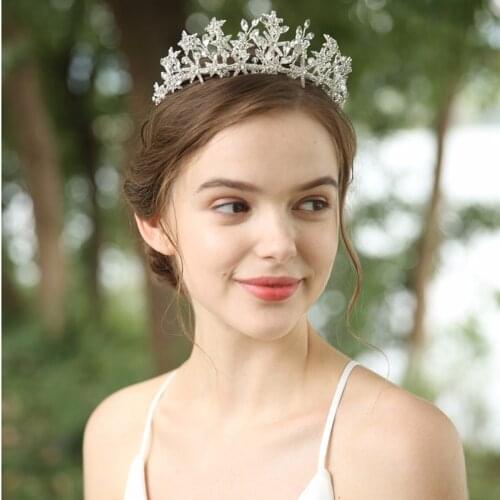 Fashion Silver Color Star Wedding Crown Bridal Hair Tiara Crystal Women Hairband Handmade Hair Accessories For Brides