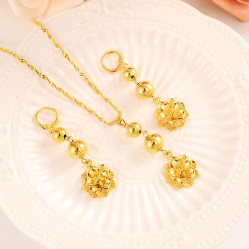 Gold flower Ethiopian Jewelry Sets Eritrea Habesha Africa bridals Wedding jewelry Gift necklace pendnat earrings diy charms