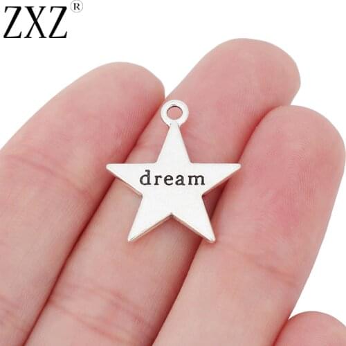 ZXZ 20pcs Pentagram Pentacle Charms Pendants Beads 2 Sided for Necklace Bracelet Jewelry Making 23x20mm