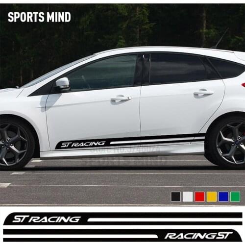 1 Pair Sports Mind ST RACING Car Styling Racing Stripe Body Stickers For Ford Focus Fiesta Mondeo Kuga MK2 MK3 Car accessories