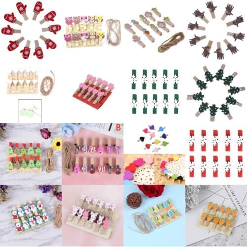 10Pcs Love Wood Clips Beautiful Mini Cute Clip For Photo Card Painting Clothespin Craft Decoration Pegs Memo Paper Clips