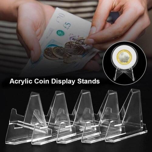 10Pcs Thickened Durable Acrylic Coin Display Stands Holder Exhibit Accessories