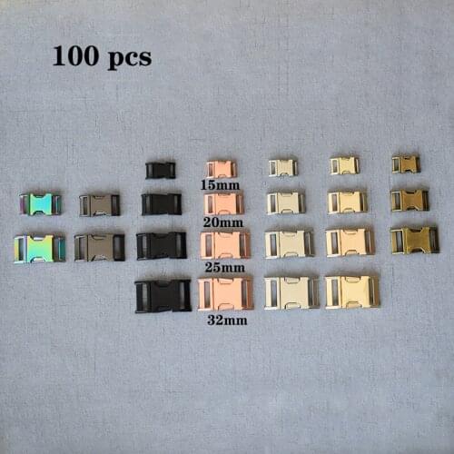 100 pcs/pack 15mm 20mm 25mm 32mm DIY metal buckle use for bag backpack pet dog collar necklace paracord garment sewing