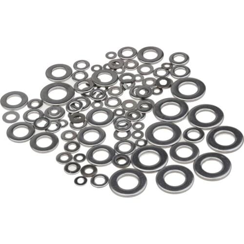105pcs/lot 304 Stainless Steel M3/M4/M5/M6/M8/M10 Flat Spring Washers 6Sizes Metric Flat Gasket Plain Washers Kit Assortment