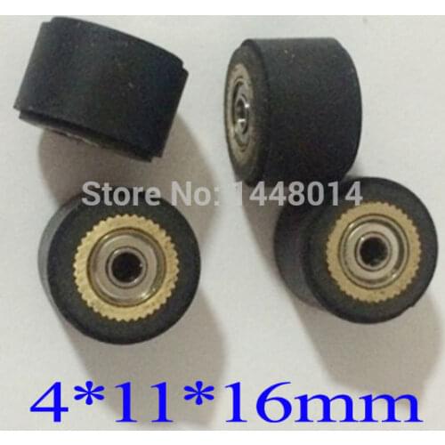 4mm Rubber pinch roller for Graphtec CB09 CB15 Roland cutter plotter paper pressure copper core rollers 4X16X11MM 6pcs/lot