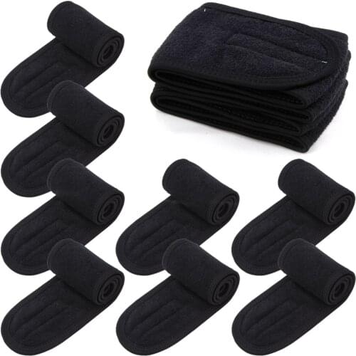5/10pcs Eyelashes Extension Headband Adjustable Spa Facial Makeup Wrap Head Terry Cloth Stretch Towel with Magic Tape Soft