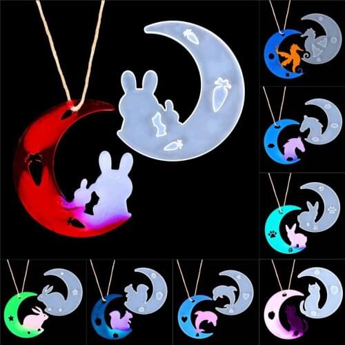 8PCS DIY UV Epoxy Resin Mold Moon Wolf Cat Mermaid Pendant Silicone Mold Home Decor Jewelry Making Tools Crafts